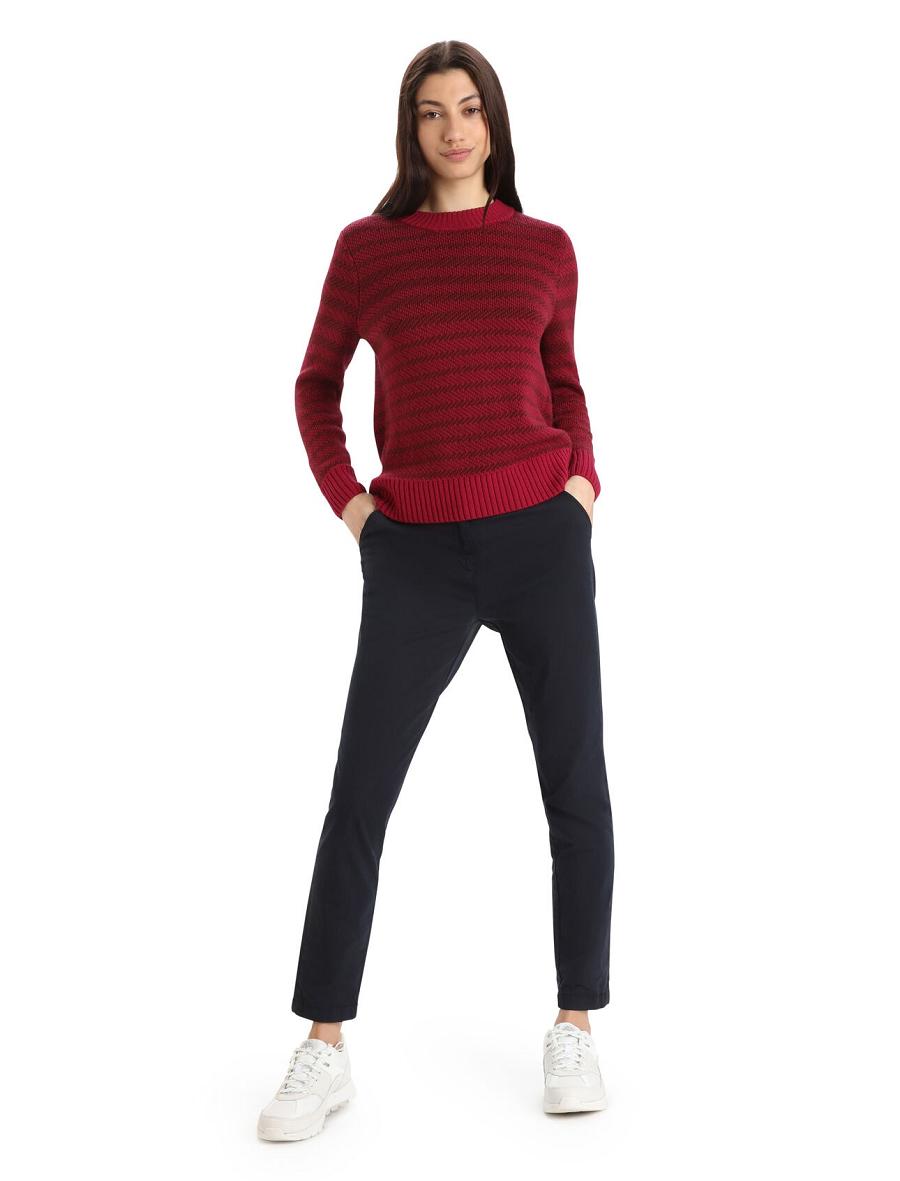 Women's Icebreaker Merino Waypoint Crewe Sweaters Cherry / Espresso | CA 1322ZUTG